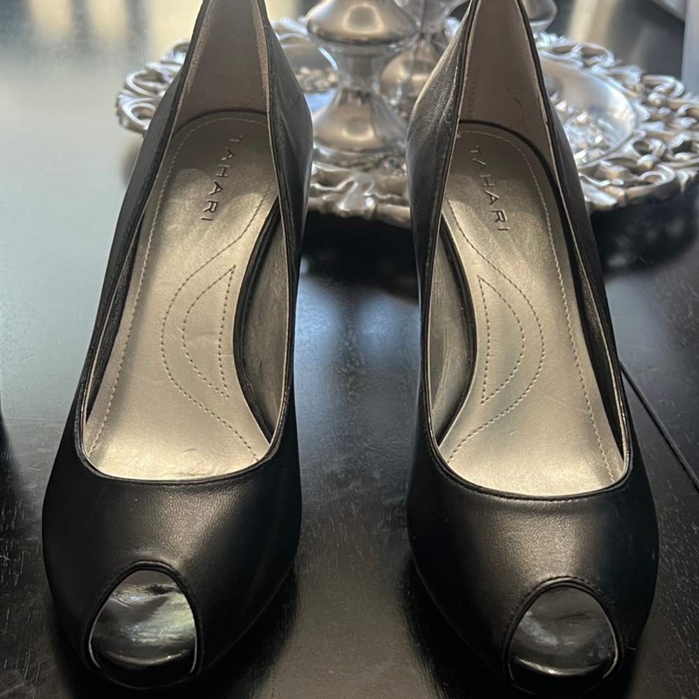 Tahari Black Peep-Toe Heels